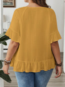 Camisa Feminina Manga com Babado - Brenda. Plus Size