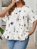 Camisa Feminina Manga com Babado - Brenda. Plus Size
