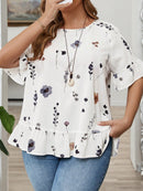 Camisa Feminina Manga com Babado - Brenda. Plus Size