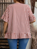 Camisa Feminina Manga com Babado - Brenda. Plus Size