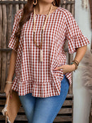 Camisa Feminina Manga com Babado - Brenda. Plus Size