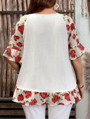 Camisa Feminina Manga com Babado - Brenda. Plus Size