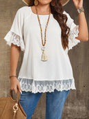 Camisa Feminina Manga com Babado - Brenda. Plus Size