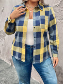 Camisa Feminina com Botões na Frente e Estampa Xadrez - Dina. Plus Size