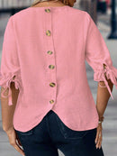 Camisa Feminina com botões e meia manga - Júlia. Plus Size