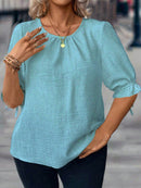 Camisa Feminina com botões e meia manga - Júlia. Plus Size