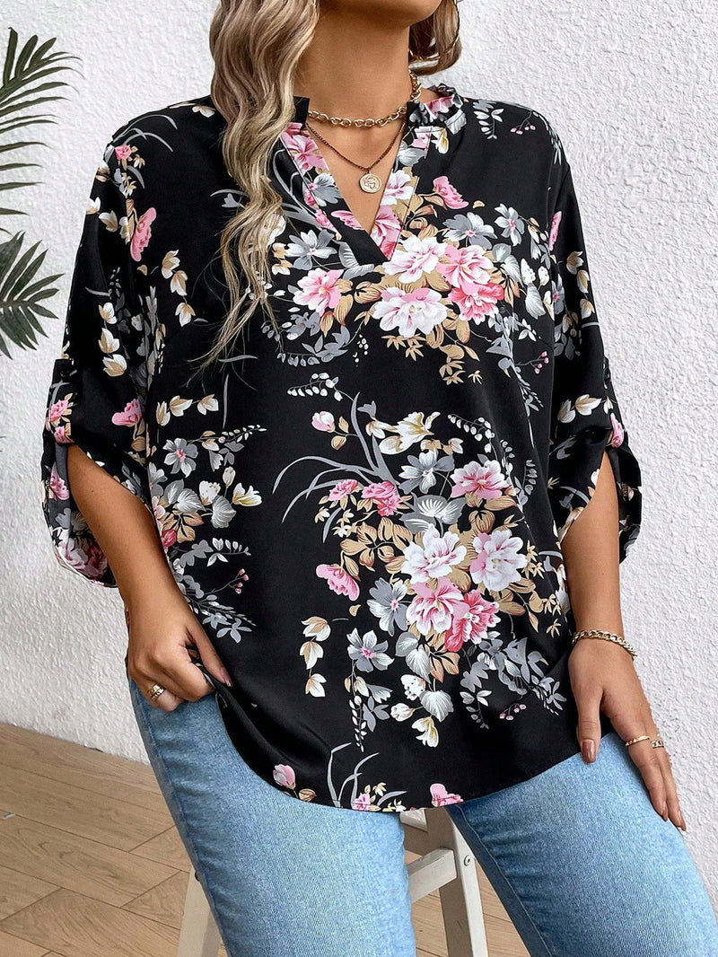Camisa Feminina de Manga Longa Alana. Plus Size