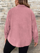 Camisa Feminina de Manga Longa De Botão Único - Elena. Plus Size