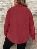 Camisa Feminina de Manga Longa De Botão Único - Elena. Plus Size