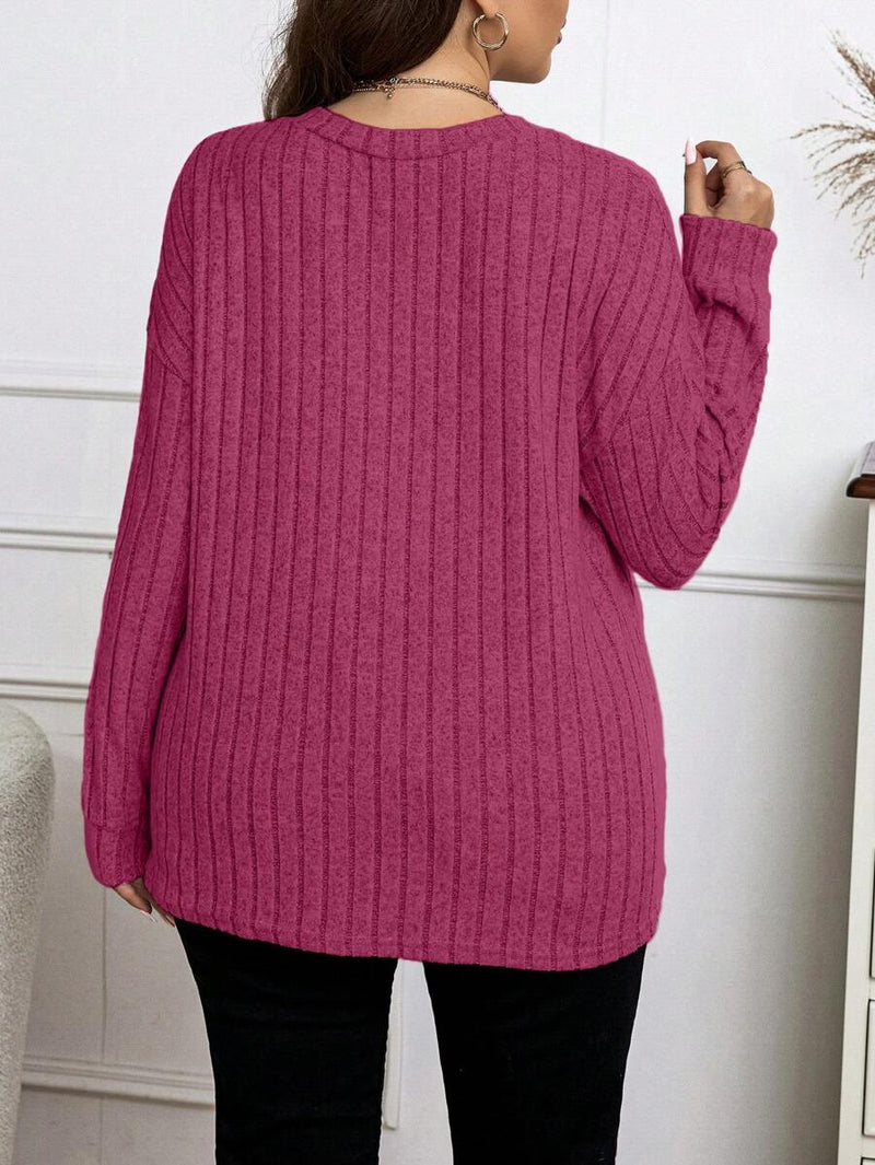 Camisa Feminina de Manga Longa De Malha - Mariana. Plus Size