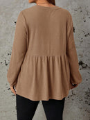 Camisa de Manga Longa Folgada Com Babado - Lara. Plus Size