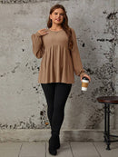 Camisa de Manga Longa Folgada Com Babado - Lara. Plus Size