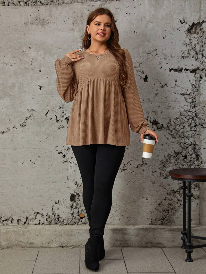 Camisa de Manga Longa Folgada Com Babado - Lara. Plus Size