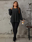 Camisa de Manga Longa Folgada Com Babado - Lara. Plus Size