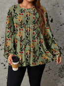 Camisa de Manga Longa Folgada Com Babado - Lara. Plus Size