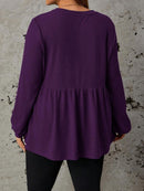 Camisa de Manga Longa Folgada Com Babado - Lara. Plus Size