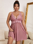 Camisola com Renda Lana Feminina Plus Size