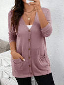 Cardigan Feminina com Botões e Bolsos Duplos - Élodie. Plus Size