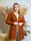 Casaco Feminino Aberto Manga Longa de Tricô - Samara. Plus Size