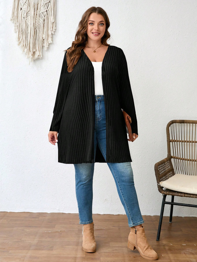 Casaco Feminina de Tricô Canelado - Mélanie. Plus Size