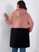 Casaco feminino dois tons com capuz Eloá Plus Size