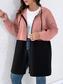 Casaco feminino dois tons com capuz Eloá Plus Size