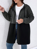 Casaco feminino dois tons com capuz Eloá Plus Size