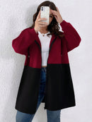 Casaco feminino dois tons com capuz Eloá Plus Size