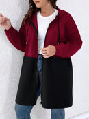 Casaco feminino dois tons com capuz Eloá Plus Size