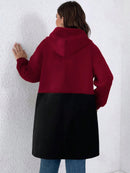 Casaco feminino dois tons com capuz Eloá Plus Size