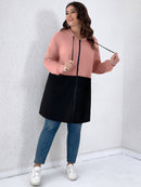 Casaco feminino dois tons com capuz Eloá Plus Size