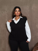 Colete Feminino de Tricô em Trança - Vanessa. Plus Size