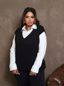 Colete Feminino de Tricô em Trança - Vanessa. Plus Size