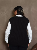 Colete Feminino de Tricô em Trança - Vanessa. Plus Size