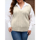 Colete Feminino de Tricô em Trança - Vanessa. Plus Size