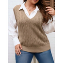 Colete Feminino de Tricô em Trança - Vanessa. Plus Size