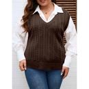 Colete Feminino de Tricô em Trança - Vanessa. Plus Size