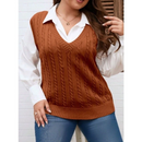 Colete Feminino de Tricô em Trança - Vanessa. Plus Size