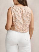 Colete Feminino Sem Manga com Botões Frontais e Decote em V - Helena. Plus Size