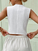 Colete Feminino Sem Manga com Botões Frontais e Decote em V - Helena. Plus Size