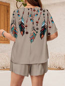 Conjunto Feminino de Camisa e Shorts Solto - Mika. Plus Size