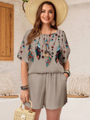 Conjunto Feminino de Camisa e Shorts Solto - Mika. Plus Size