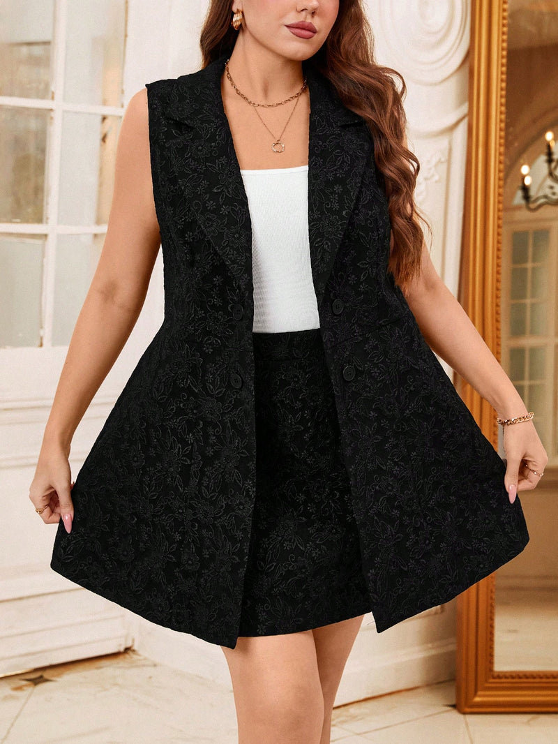 Conjunto Feminino Colete   Saia Evasê - Marina. Plus Size