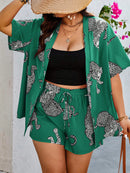 Conjunto Feminino De Top E Shorts Estampa de Onça Selma. Plus Size