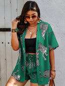 Conjunto Feminino De Top E Shorts Estampa de Onça Selma. Plus Size