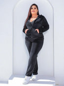 Conjunto Feminino aveludado com Capuz Alice. Plus Size
