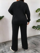 Conjunto Feminino Suéter de Malha Grossa e Calça Reta - Manuela. Plus Size