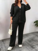 Conjunto Feminino Suéter de Malha Grossa e Calça Reta - Manuela. Plus Size