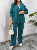 Conjunto Feminino Suéter de Malha Grossa e Calça Reta - Manuela. Plus Size