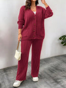 Conjunto Feminino Suéter de Malha Grossa e Calça Reta - Manuela. Plus Size